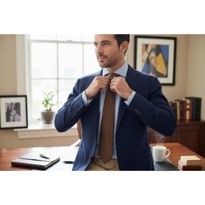 Marcello di Milano Mens Brown (copper) and Navy Tie